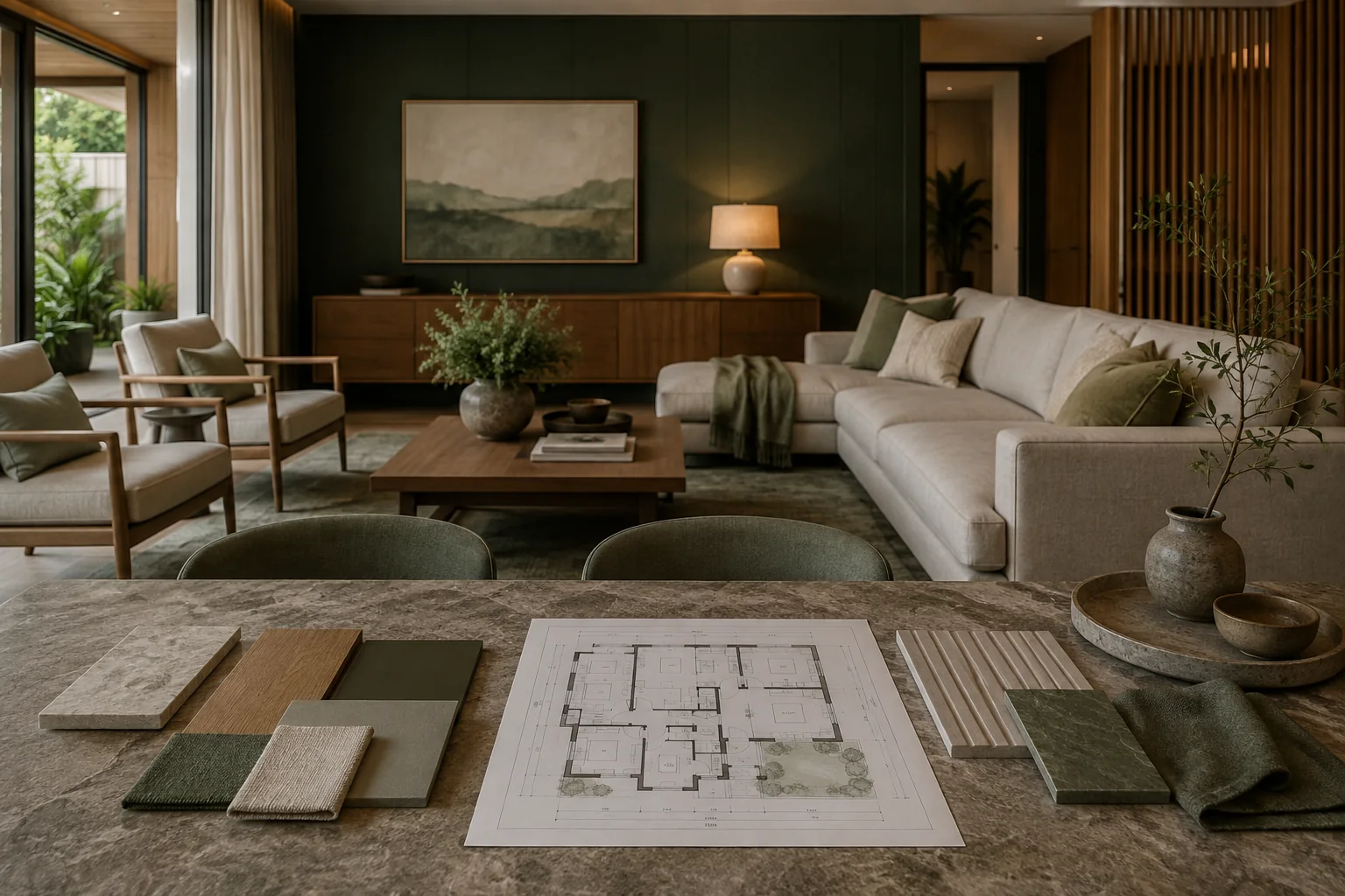 Design Consultation interior rendering using the Abrizo Designs forest palette and Sage accents