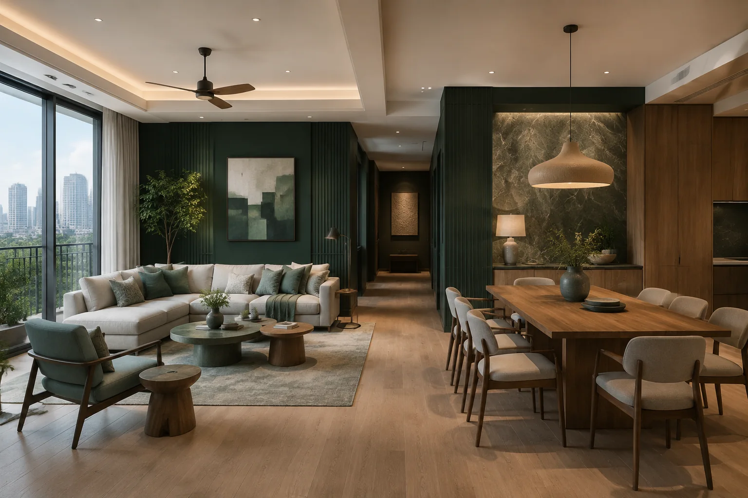 Floor Planning interior rendering using the Abrizo Designs forest palette and Oxidized teal accents