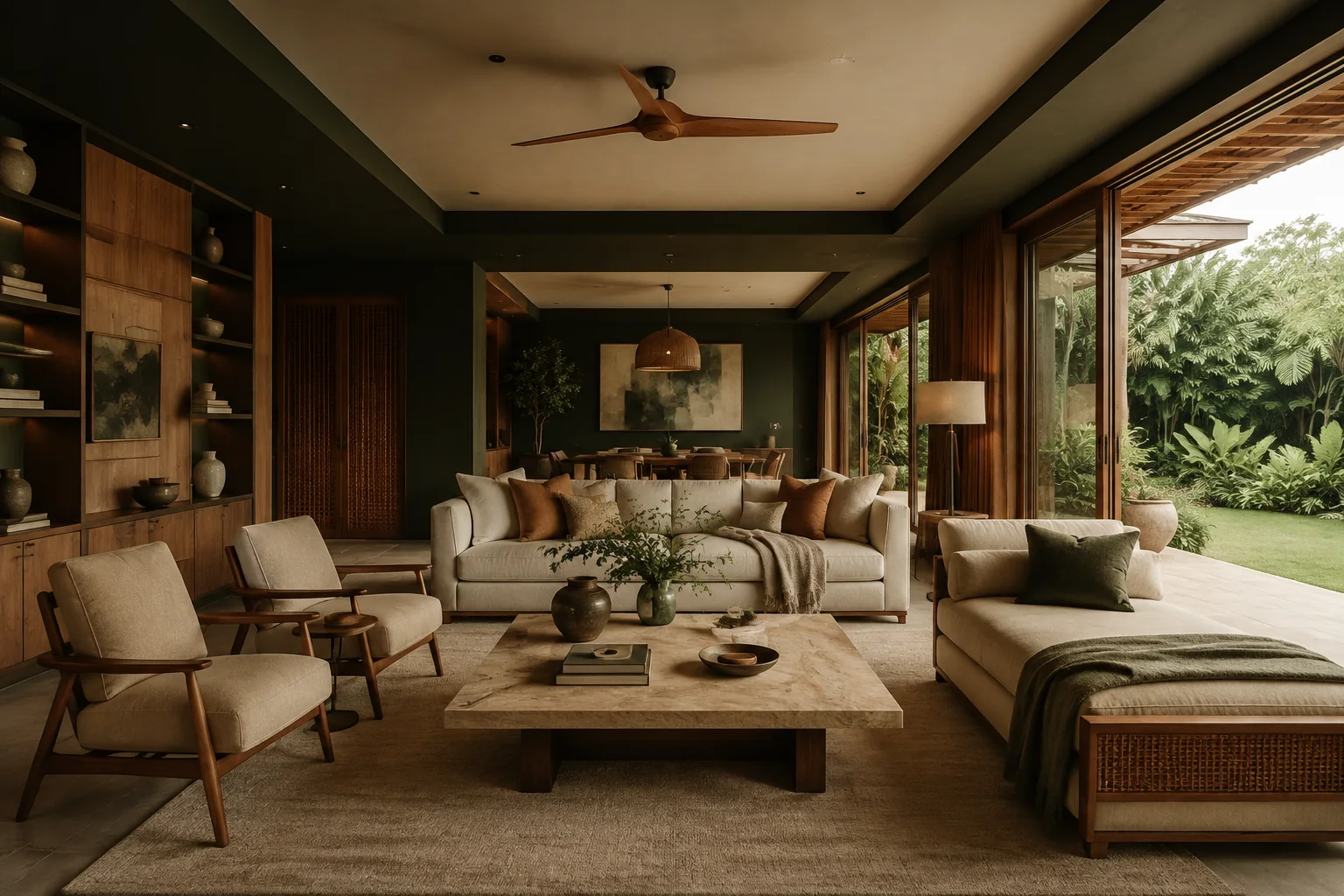 House Interior Design interior rendering using the Abrizo Designs forest palette and Cocoa accents